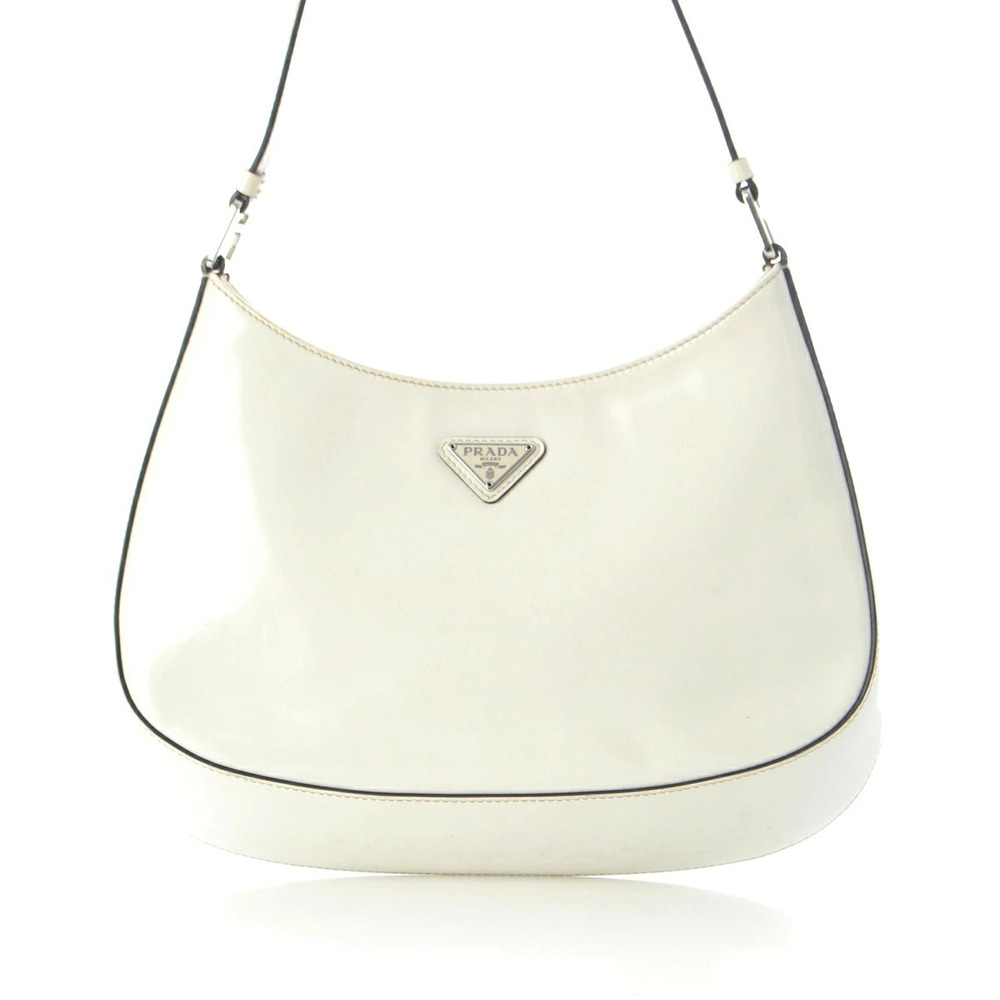 Prada Cleo Leather Triangle Shoulder Bag Handbag White
